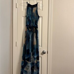 Candie's Elegant Blue and Tan Maxi Dress